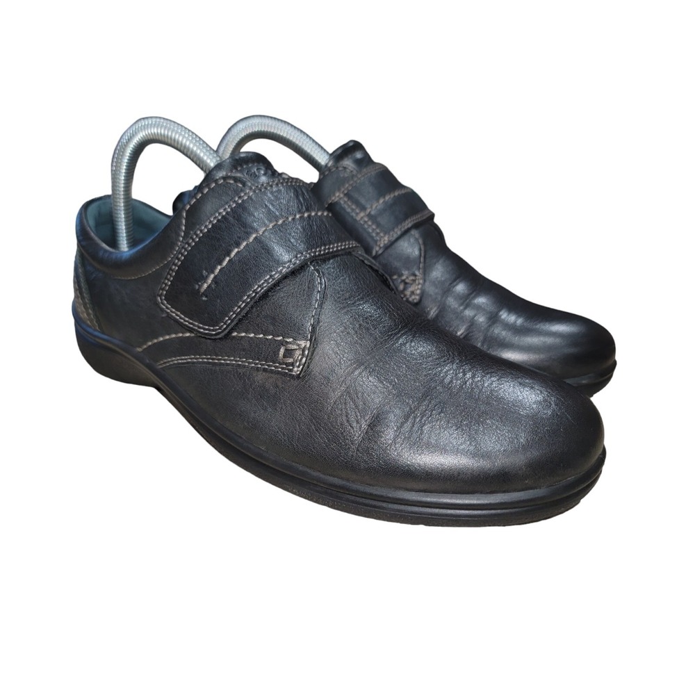 Ecco Women's Black Leather Monk Strap Comfort Loafer Shoes Sz EUR 39 /US 8-8.5